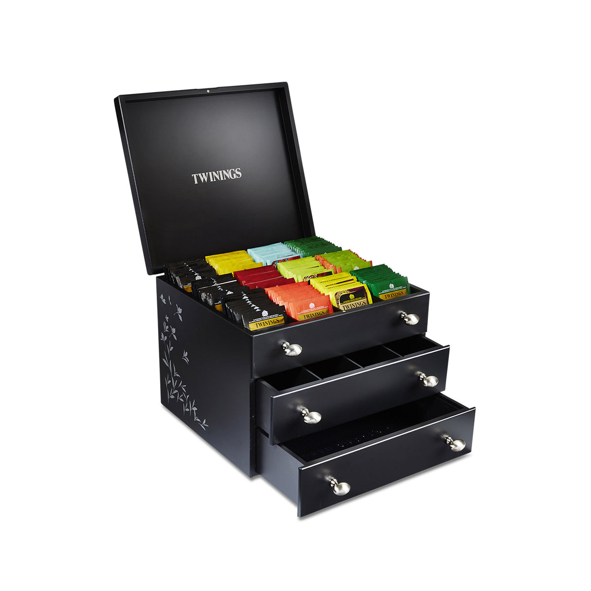 Twinings Black 3 Draw Compartment Tea Box-400017276