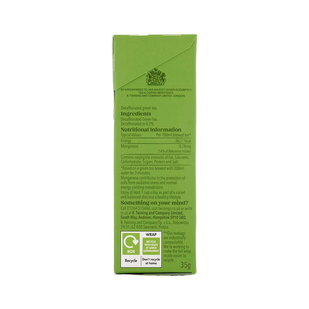 Pure Green Decaffeinated Tea Teabag 1x4x20 100017937